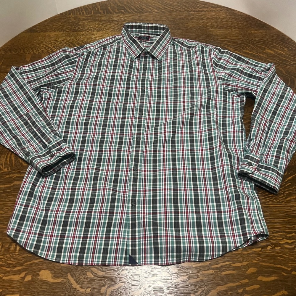 UNTUCKit Button Down Shirt Mens XXL Green Plaid Tarcento WF Long Sleeve Regular